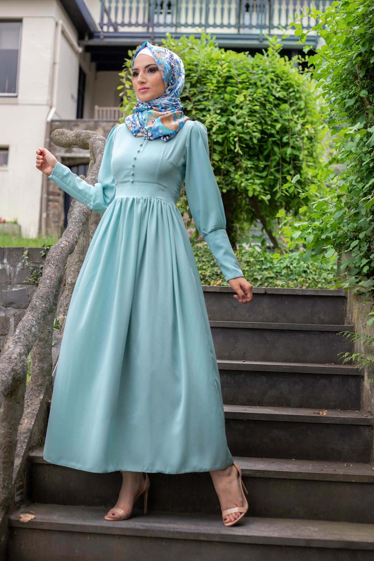 Sky Blue Color Designer Mirror Gown Dress – TheDesignerSaree
